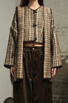 INTO THE EAST 2025 Autumn/Winter Green and Brown Blended Plaid Duffle Vest/Blended Hooded Jacket/Coat ITE-E1DGAW142GBR20JK-LZ Jacket (E1DGAW139GBR20VE)